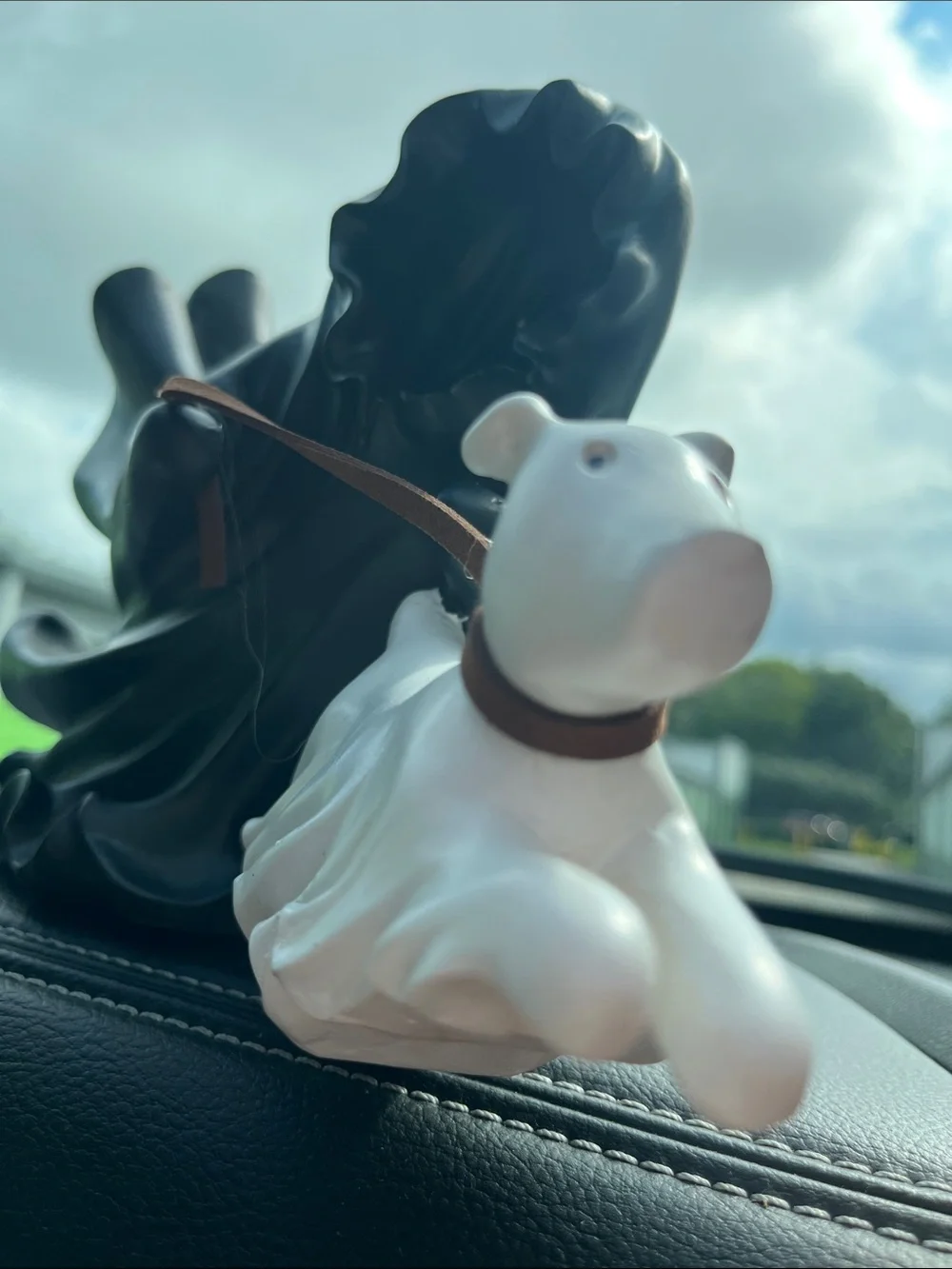 Black and White Ceramic Dog Pair Figurines by